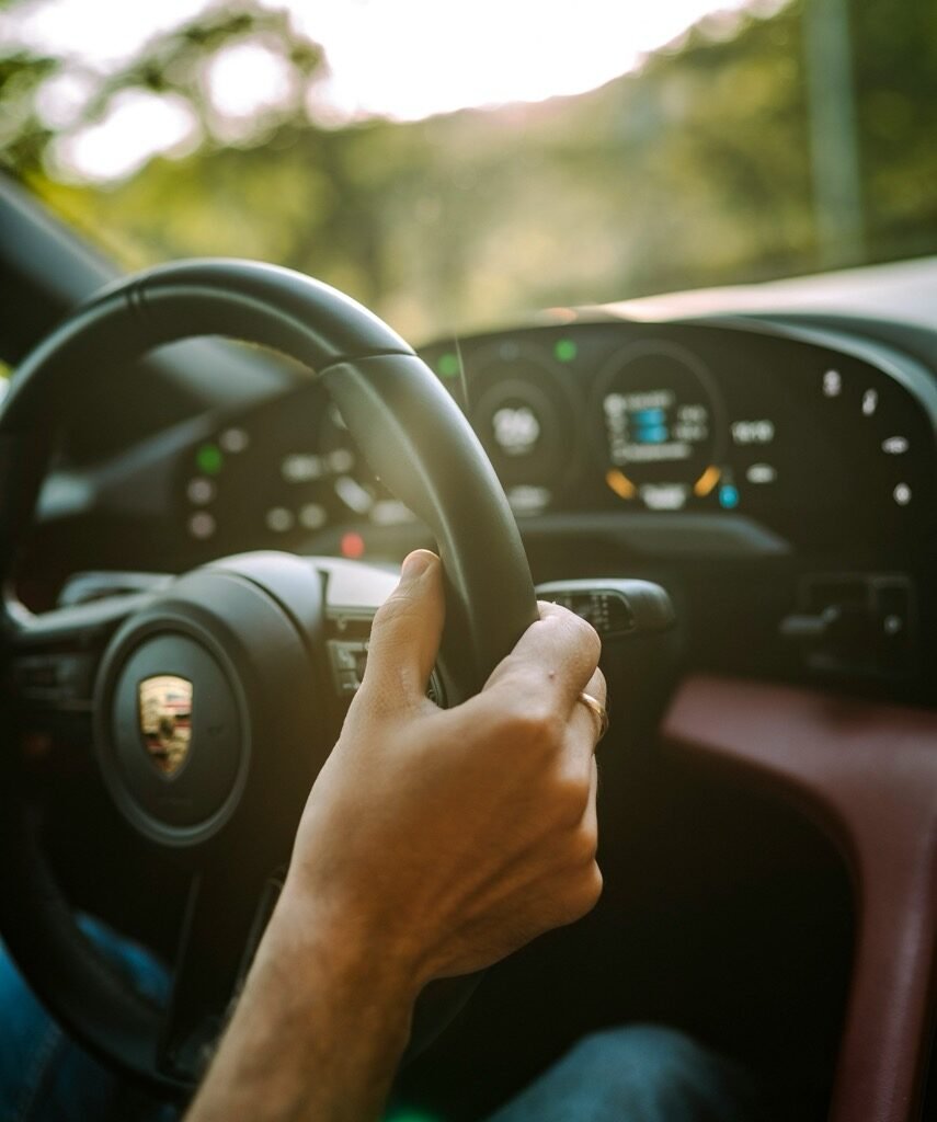 Водитель за рулём Порше