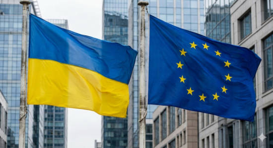 Флаги Украины и ЕС