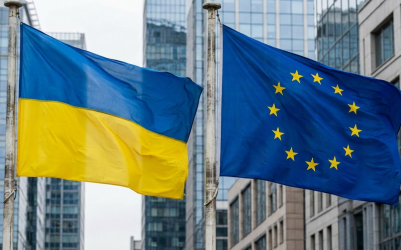 Флаги Украины и ЕС